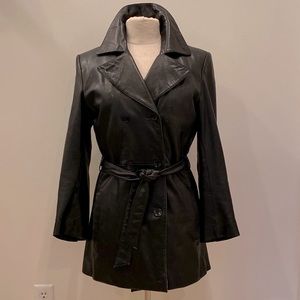 Vintage Wilson’s BlackLeather Trench Coat w Removable Lining / Size S